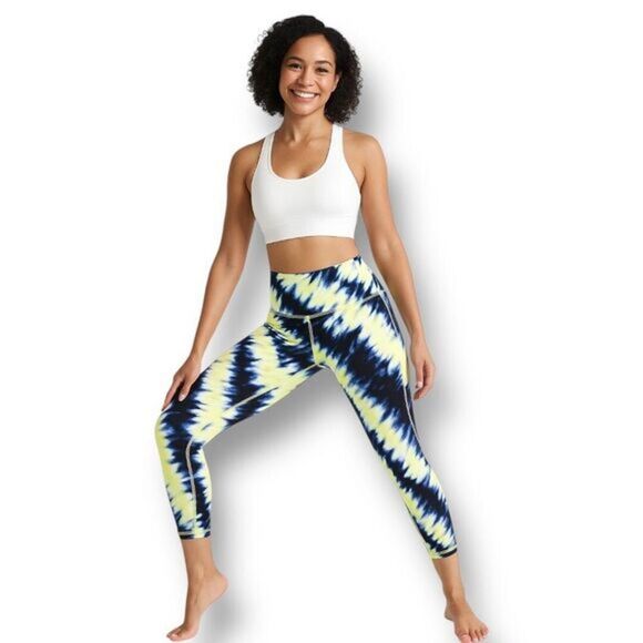 Athleta Pants - Athleta SP Elation Leggings Tie-Dye Neon Blue Cobalt 7/8 Petite High Rise Yoga